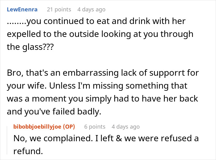 Reddit user criticizes couple after wife with allergies forced to stand outside caf&eacute; due to rigid caf&eacute; rules during coffee date.