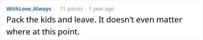 Text post from WithLove_Always saying pack the kids and leave, reflecting lesson learned the hard way about giving husband another chance.