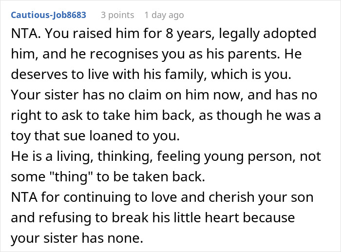 Mom gives baby up, wants child back after 8 years; discusses adoption, family bonds, and no return policy on children.