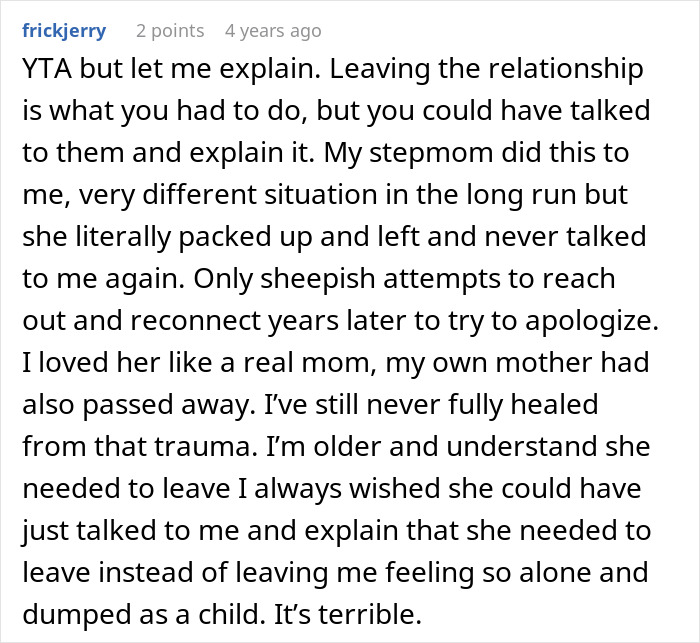 Comment discussing woman accused of abandoning husband’s kids while secretly escaping a toxic marriage. Comment discussing woman accused of abandoning husband’s kids while secretly escaping a toxic marriage.