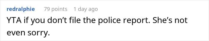Comment on a forum post, with user redralphie advising to file a police report after catching a friend stealing a camera.