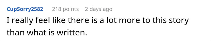 Commenter CupSorry2582 discussing a story involving husband reduction and a plastic surgery ultimatum.