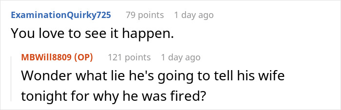 Screenshot of a Reddit thread discussing an employee being fired by a CFO after a body-shaming comment.