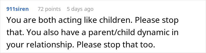 Comment criticizing childish behavior in a relationship where a man refuses to get out of the car to check the restaurant&rsquo;s menu.