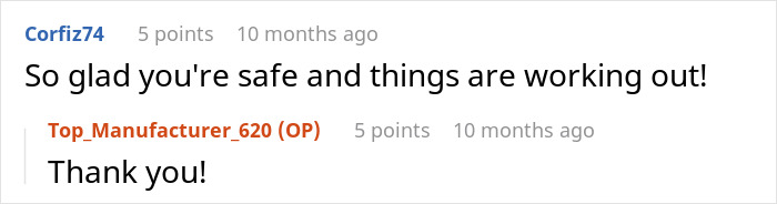 Screenshot of a Reddit conversation where a woman shares her experience about giving her husband another chance.