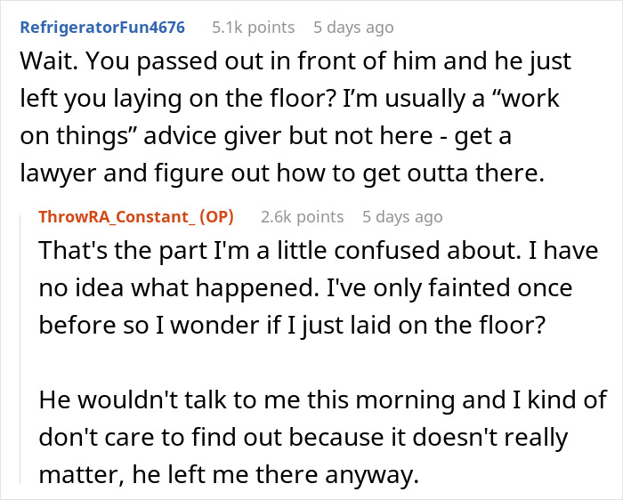 Man steps over passed out wife and goes to bed, leaving her behind in a troubling relationship moment.