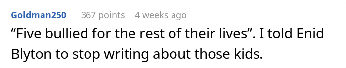 Screenshot of a Reddit comment discussing a bullying story, reflecting bored teens spamming baby-naming ideas online.