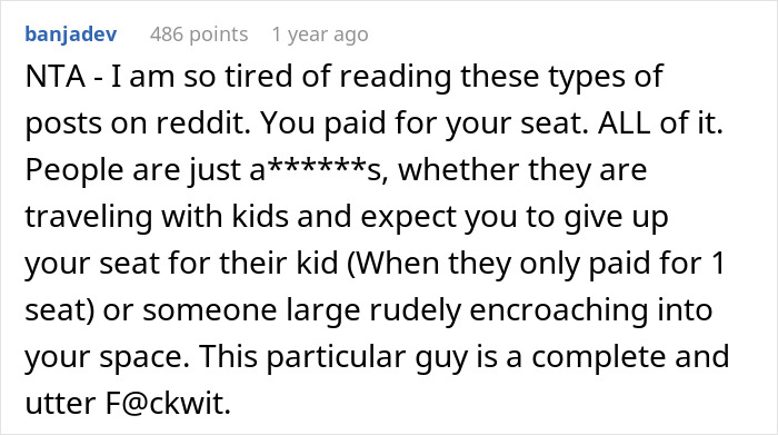 Person Called "Fatphobic" For Refusing To Let Obese Guy Invade Their Seat, Sparks Flight Drama