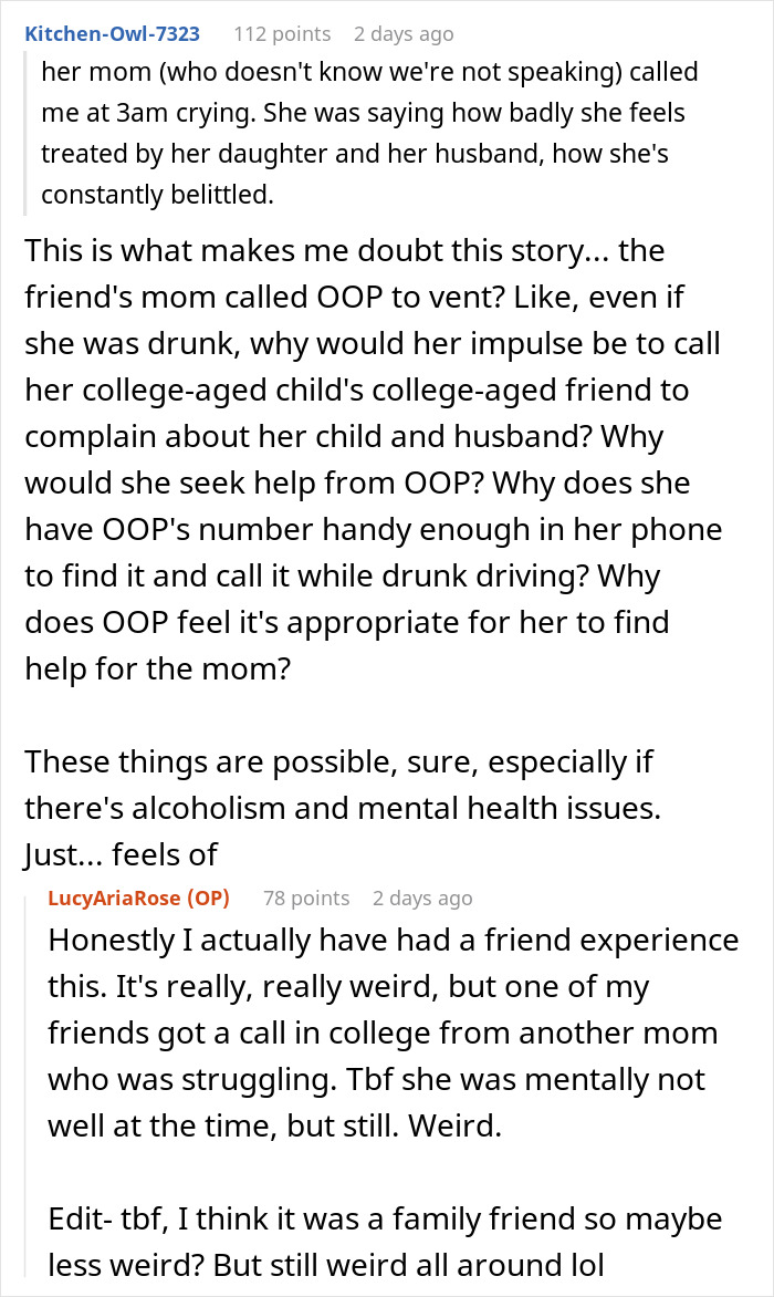 Screenshot of a Reddit thread discussing a woman ending a 15-year friendship after a purse fiasco.