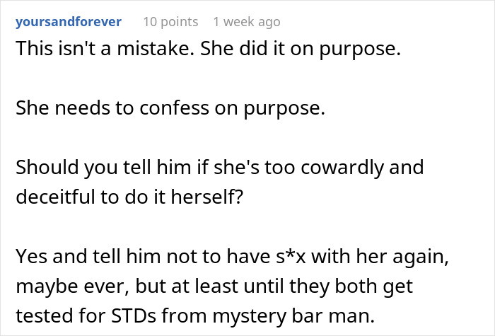 ALT text: Online discussion revealing a woman exposing her best friend&rsquo;s affair to her boyfriend and warnings about trust and consequences.