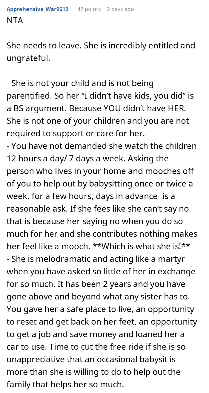 Woman Backs Out Of Deal To Babysit Sister&rsquo;s Kids After Sister Lets Her Move In To Do Just That