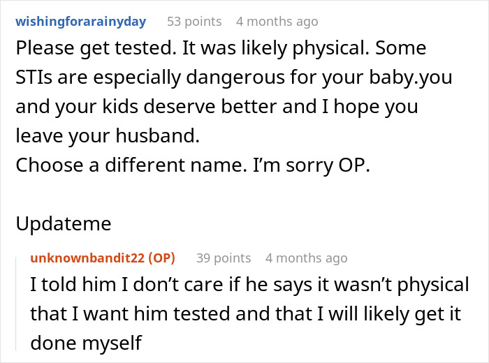 Pregnant wife shocked to learn hubby&rsquo;s affair and woman&rsquo;s name matches her dream baby name during discussion.