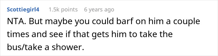 Screenshot of a Reddit comment discussing a teen&rsquo;s hygiene checklist for brother before school drives, seen as humiliating by parents.
