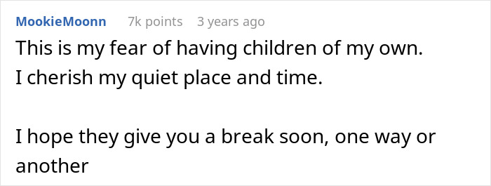 Screenshot of a social media comment expressing fear of having children and longing for quiet time due to motherhood hardships. Screenshot of a social media comment expressing fear of having children and longing for quiet time due to motherhood hardships.