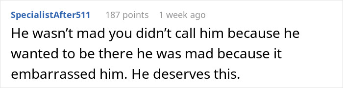 Comment discussing husband calling pregnant wife disgusting and ignoring baby after being called out on behavior.