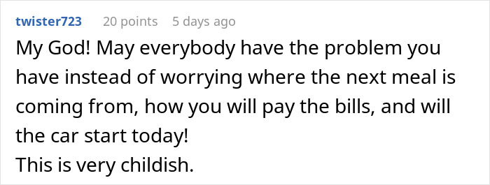 Comment expressing frustration about a man refusing to check restaurant menu and wife canceling dinner plans.