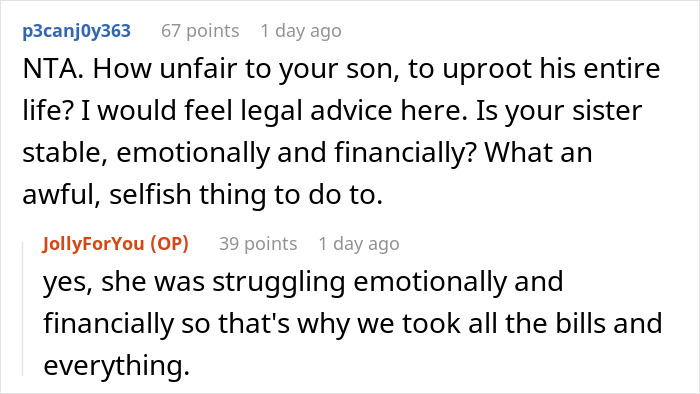 Reddit conversation about a mom giving her baby up and wanting the child back eight years later.