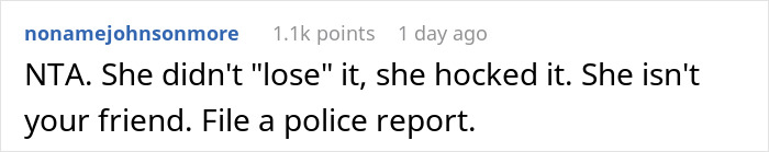 Screenshot of a social media comment where a user confronts a friend about stealing a boyfriend&rsquo;s camera.