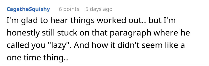 Screenshot of an online comment discussing suspicion about nannying his girlfriend&rsquo;s children for free.