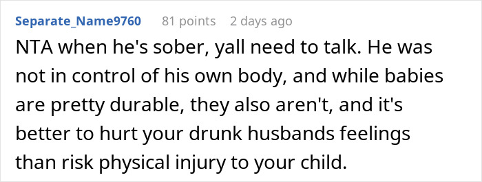 Screenshot of a discussion about a mom banning her husband from the nursery due to his behavior and planning an exit strategy. Screenshot of a discussion about a mom banning her husband from the nursery due to his behavior and planning an exit strategy.