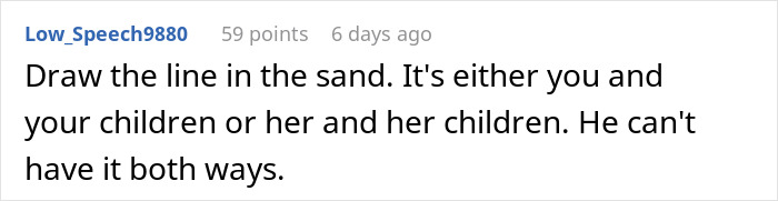 Comment about choosing between children and coworker&rsquo;s children, highlighting suspicion and free nannying concerns.