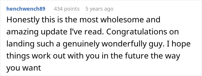 Screenshot of a Reddit comment praising a wholesome and amazing update about a woman&rsquo;s plans for artificial insemination.