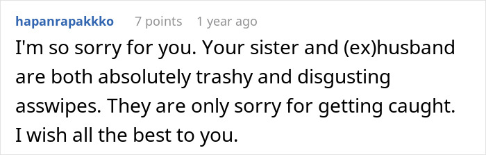 Screenshot of a forum post expressing sympathy for a woman dealing with her husband&rsquo;s dark secret shortly after marriage.