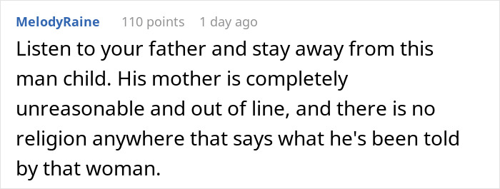 Comment expressing frustration about a man lashing out at fianc&eacute;e over family dress shopping without her.