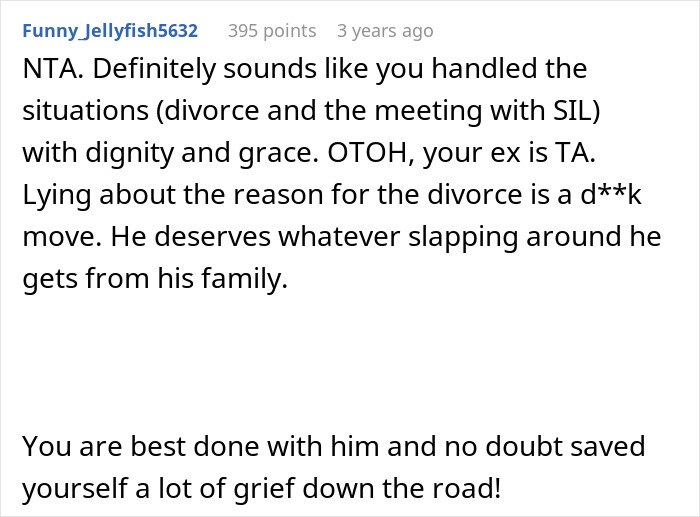 Commenter discusses shallow man lying about wife cheating after divorce over her new weight, highlighting emotional impact.