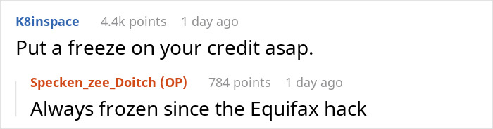 Screenshot of an online discussion about the surprising name change involving an ex-wife and her new husband.