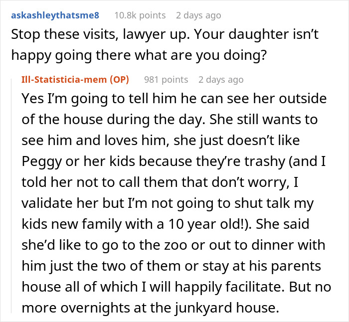Reddit conversation about dad paying child support and mom setting boundaries on visitation with 10-year-old child.