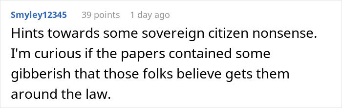 Comment on social media post discussing entitled neighbor trying to hijack resident&rsquo;s driveway and police intervention.