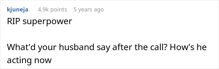 Comment asking about husband&rsquo;s reaction after a call, relating to husband parents native language situation.