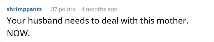 Screenshot of an online comment calling out a mother-in-law for hijacking pregnancy on social media.