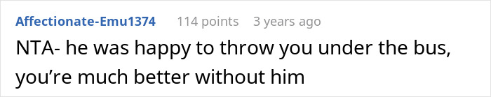 Comment on Reddit discussing shallow man lying about wife cheating after weight gain, exposed and causing conflict.