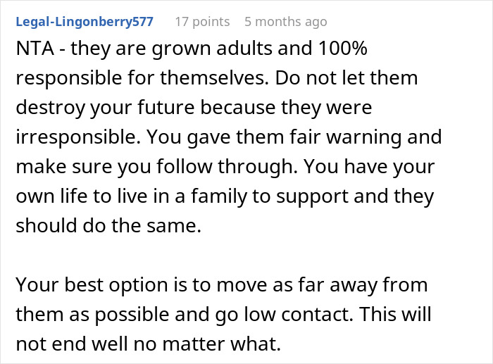 Comment advising a mom retirement plan to set boundaries with grown adult children and prioritize her own future.