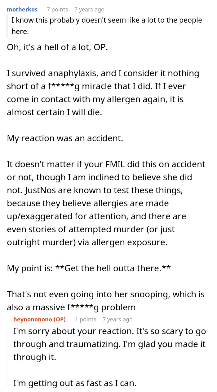 Commenter sharing their experience surviving anaphylactic shock caused by an allergen exposure with serious consequences.