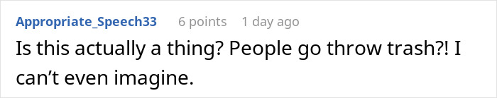 Comment about MIL banned from visiting couple after secret digging through trash, expressing disbelief and surprise.