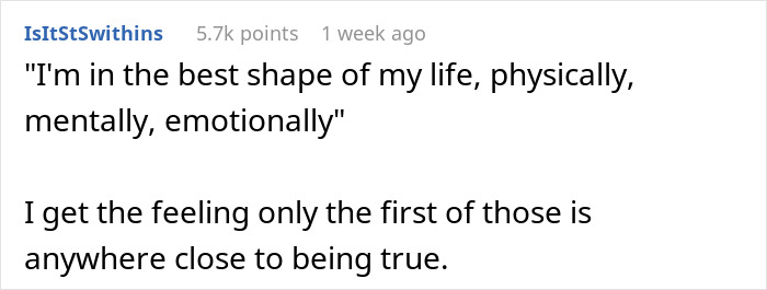 Comment text about husband asking wife to change intimacy boundaries, with people predicting divorce in an online forum.