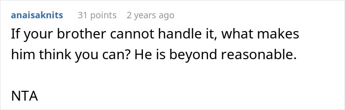 Comment from an online discussion about orphaned siblings clashing over care for autistic brother, with one sibling called cruel.