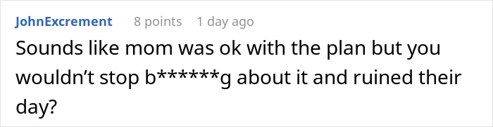 Screenshot of an online comment discussing a man walking out during his girlfriend&rsquo;s son&rsquo;s mountain biking meltdown.