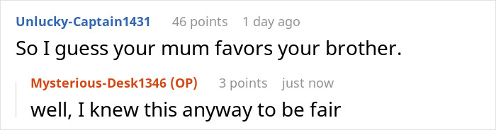 Screenshot of a conversation where a woman shuts down her brother&rsquo;s proposal at her baby shower with a sharp comment.