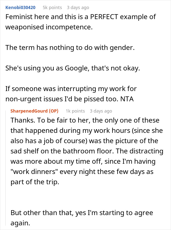 Reddit user discussing weaponized incompetence in a relationship when simple tasks are left incomplete by spouse. Reddit user discussing weaponized incompetence in a relationship when simple tasks are left incomplete by spouse.