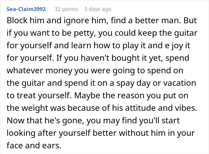 Comment suggesting to move on after a man breaks up with girlfriend of ten years following argument about cheese.