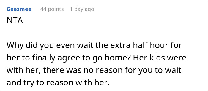 Comment discussing a mom asking a friend to babysit and then going missing for hours, showing frustration with waiting. Comment discussing a mom asking a friend to babysit and then going missing for hours, showing frustration with waiting.