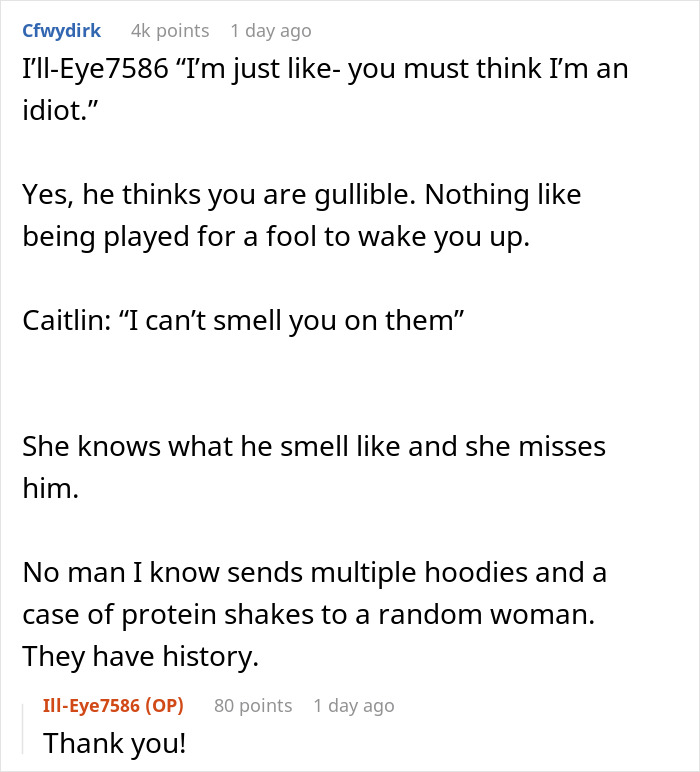 Reddit conversation discussing doubts and emotions related to found another woman valentine card situation.