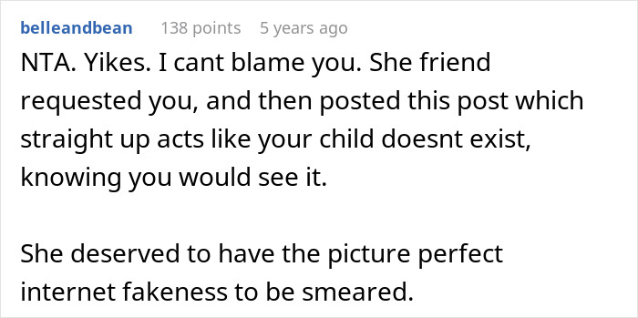 Screenshot of an online comment calling out a mom bragging about no boys necessary and ignoring her husband’s abandoned son. Screenshot of an online comment calling out a mom bragging about no boys necessary and ignoring her husband’s abandoned son.