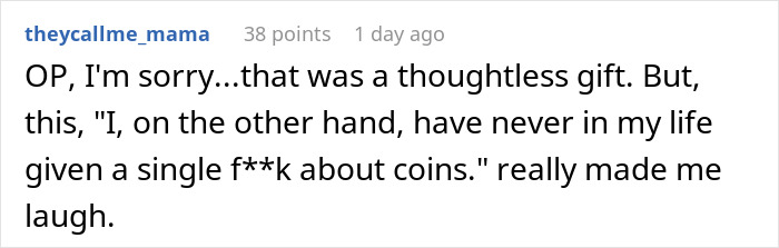 Screenshot of a social media comment expressing sympathy for a teen disappointed and deeply hurt by parents' gift.