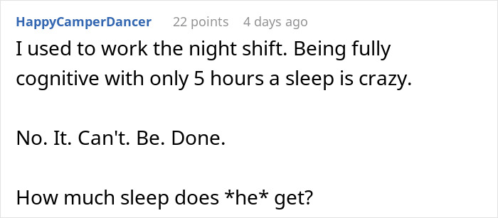 Screenshot of a discussion about husband expects wife to work study full time with two kids and sleep deprivation challenges.