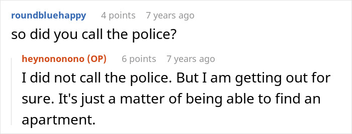 Reddit user asks if police were called, original poster explains they are leaving due to anaphylactic shock caused by MIL.